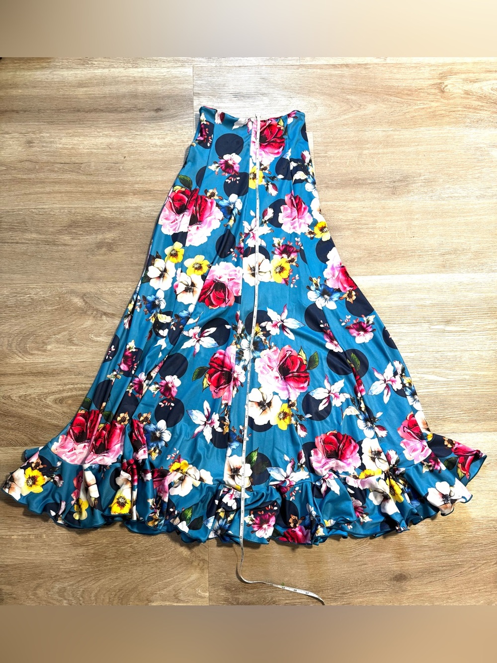 Flamenco Baile Blue polka dot floral skirt size XS-Small